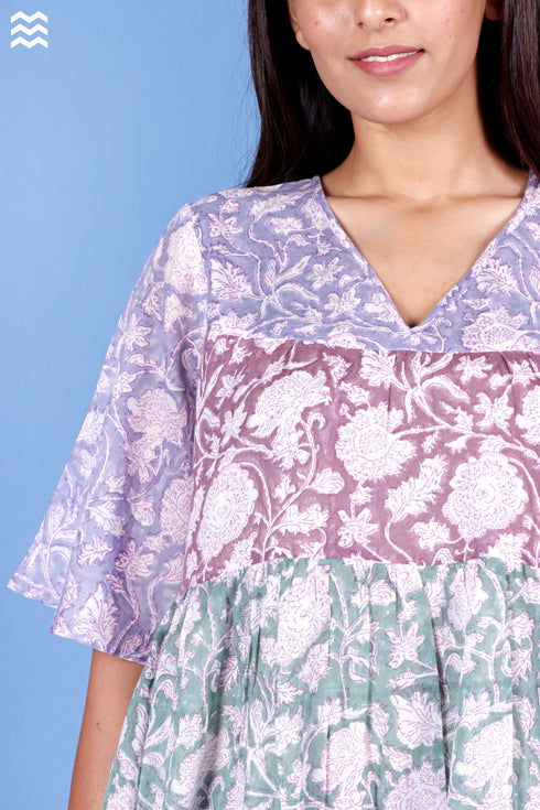 Mulmul Cotton Runway Dress In Block Print